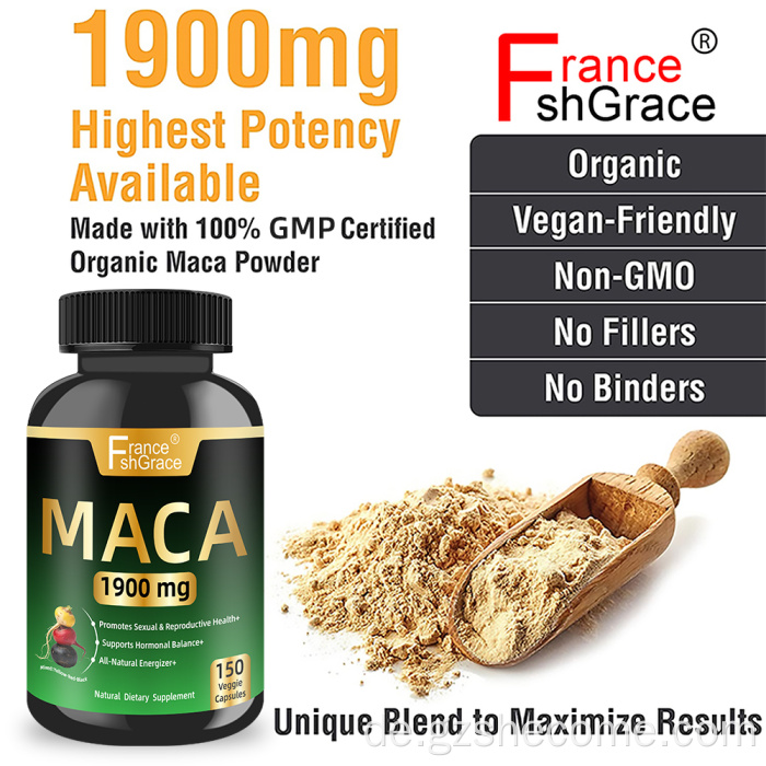 Premium -Maca -Wurzel -Extrakt -Kapseln verbessern die Energie